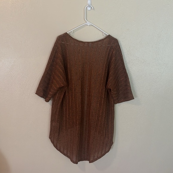 Lularoe Cardigan Size Small Brown Open Front Mid Sleeve High Low Hem Open Knit - Picture 5 of 8